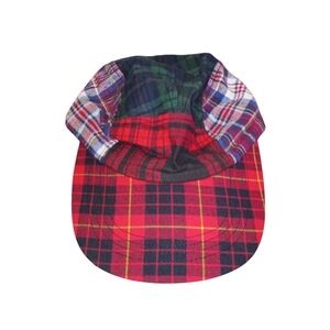 Vintage Women's Plaid Cap - Red and Blue